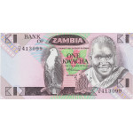 1 Kwacha Zambia 1986 Biljet